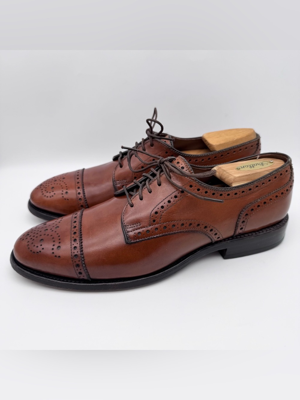 Allen Edmonds Sanford Men's 7.5 C Brown Leather Cap Toe Oxford Dress Shoes